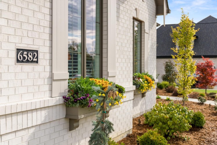 white brick house